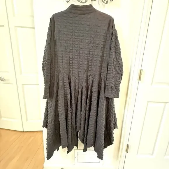 HEYDARI Nopj4149 Asymmetrical Handkerchief Hem Textured Black Jacket  M NWOT - Picture 8 of 16